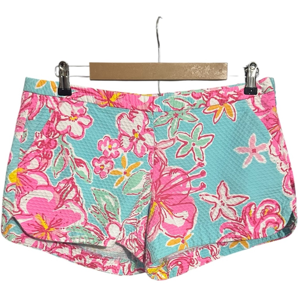 Lilly Pulitzer Adie Shorts Floral Pink Blue Size 8